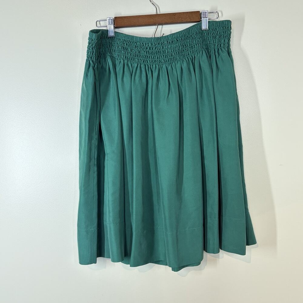 TALBOTS Women's 100% Silk Skirt Size XL Knee Length Green Airy Spring Summer